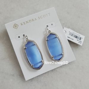 Kendra Scott Periwinkle Blue Cat's Eye Elle silver earrings NWT